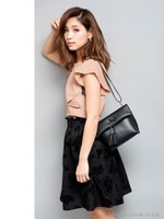 フロッキーフラワースカート/ブラック