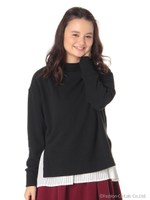 ボトルネックプリーツツインセットプルオーバー/Black