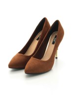 【R&E】ポイントメタルヒールベーシック美脚パンプス/ブラウンスエード
