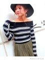 【chille anap】ボーダーオフショルトップス/BK