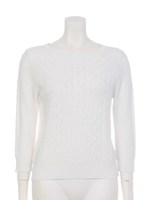 ケーブルラグランニットTOPS/オフホワイト