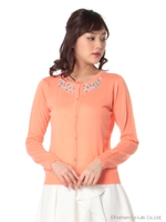 ビジュー付カーデ/ピンク