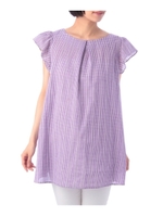 フリルギンガムチェックコットンブラウス/ライトパープル(281)