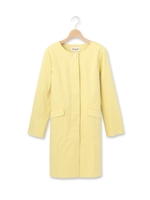 コットンストレッチノーカラー比翼コート/レモンイエロー(031)