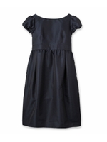 シャイニーサテンレース切り替えワンピース/ブルー系(095)