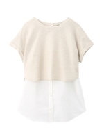 ショートカットソー+切り替えタンクトップ/ブルー(592)