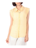 ビジュー付きギンガムチェックシフォンシャツ/イエロー(132)