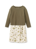 プルオーバードッキングフラワーワンピース/カーキ(527)