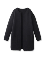 地柄ボーダーロングカーディガン/グレー系(010)