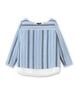 [L]マルチストライプレイヤードブラウス/ライトブルー(391)