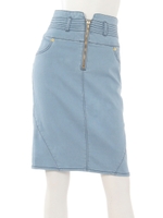 【CASUAL】ZIP切替ミドルタイトSK/インディゴ