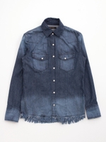 【メンズ】フリンジデニムシャツ/ブルー