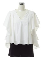 タイプライターフリルブラウス/ホワイト