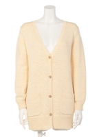 テープヤーンロングニットカーデ/ベージュ