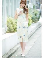 トーンフラワースラッシュスカート/グレー