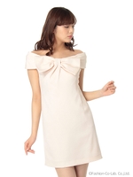 ドレープリボンワンピース/ブラック