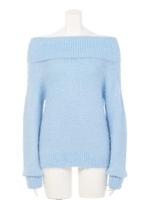 フェザーニットオフショルTOPS/サックス