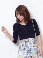 5分袖Vニット≪自宅で洗える≫/ライトブルー
