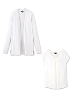 [L]ブラウス&ニットカーディガンセット/ライトグレー(011)