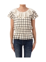 ウィンドウペンフリルカットソー/ホワイト(204)