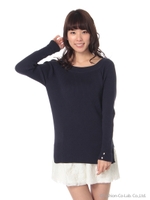 サイドスリットチュニックワンピ/ネイビー