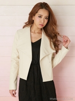 BIGカラーFレザーJK/WHT