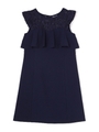 LACE RUFFLE DRESS/ネイビー(120)