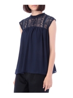 スタンドカラーレースブラウス/アイボリー(004)