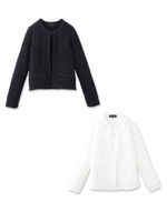 ブラウス付きニットカーディガン/ナチュラル(050)