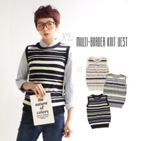 マルチボーダーニットベスト