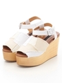 Patchwork Wood Sandals/White