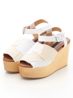 Patchwork Wood Sandals/White