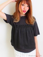 【CHILLE】ハイネックレイヤード風トップス/ワイン(026)