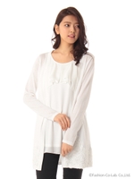 フリルチュニック付き裾レースカーデSET/ブラック