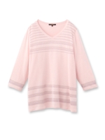 ボーダーラメロングニットソー/ベビーピンク(071)