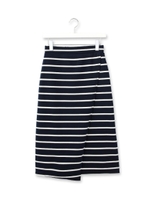 ラップ風リップルボーダースカート/ブルー(392)