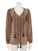 レオパードプリント ペザントブラウス/柄A