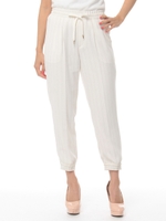 ストライプ柄クロップドパンツ/ホワイト