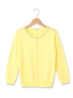 ネックビジューニットカーディガン/レモンイエロー(031)