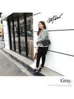 フレア シルエット パイピング ケーブル ゆるニット/ブラック