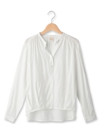 レーヨン混キーネックブラウス/オフホワイト(003)