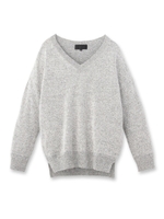 杢調ラメVネックプルオーバー/ブラック(419)