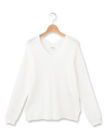 Vネックドロップショルダーニット/オフホワイト(003)