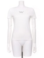 半袖ランダムリブカットソートップス/ホワイト