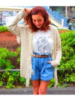 【anap mimpi】スラブ フリンジカーディガン/NVY