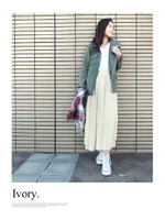 スウェットプリーツフレアマキシスカート/アイボリー