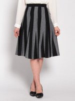 ストライプニットスカート/ブラック