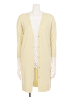 レースブラウス付ロングカーデアンサンブル/キミドリ