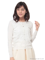 レース装飾カーディガン/オフホワイト