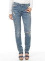11.5ozセルビッチストレッチDENIMダメージスキニーパンツ/ブルー